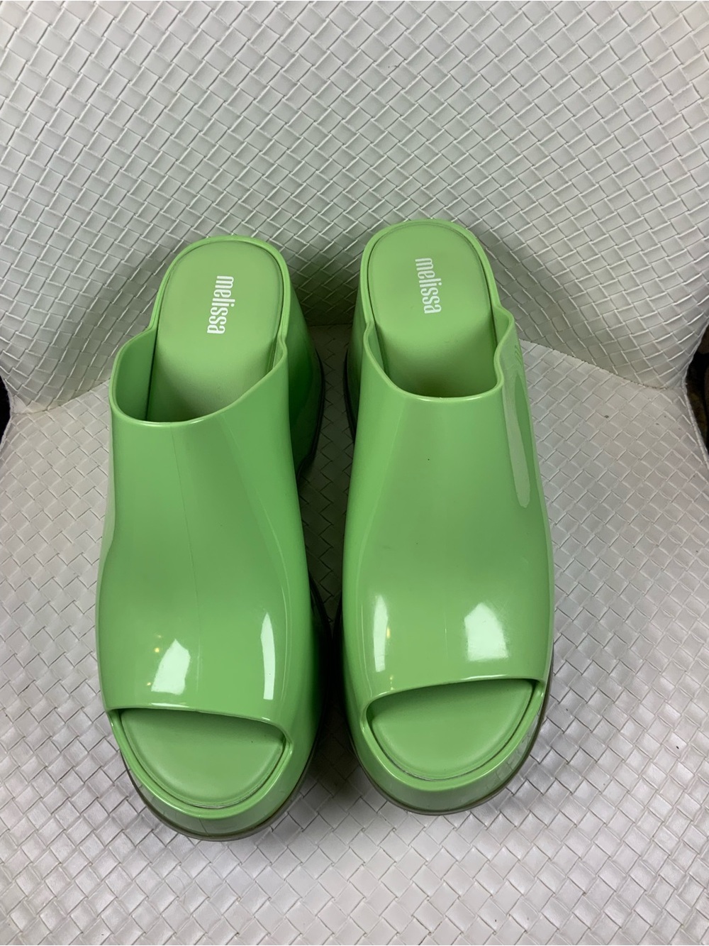 Melissa Glossy Light Green Slip-On Platform Clogs - Picture 2 of 10